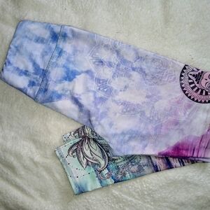 Blue and Pink Dreamy Watercolor Leggings